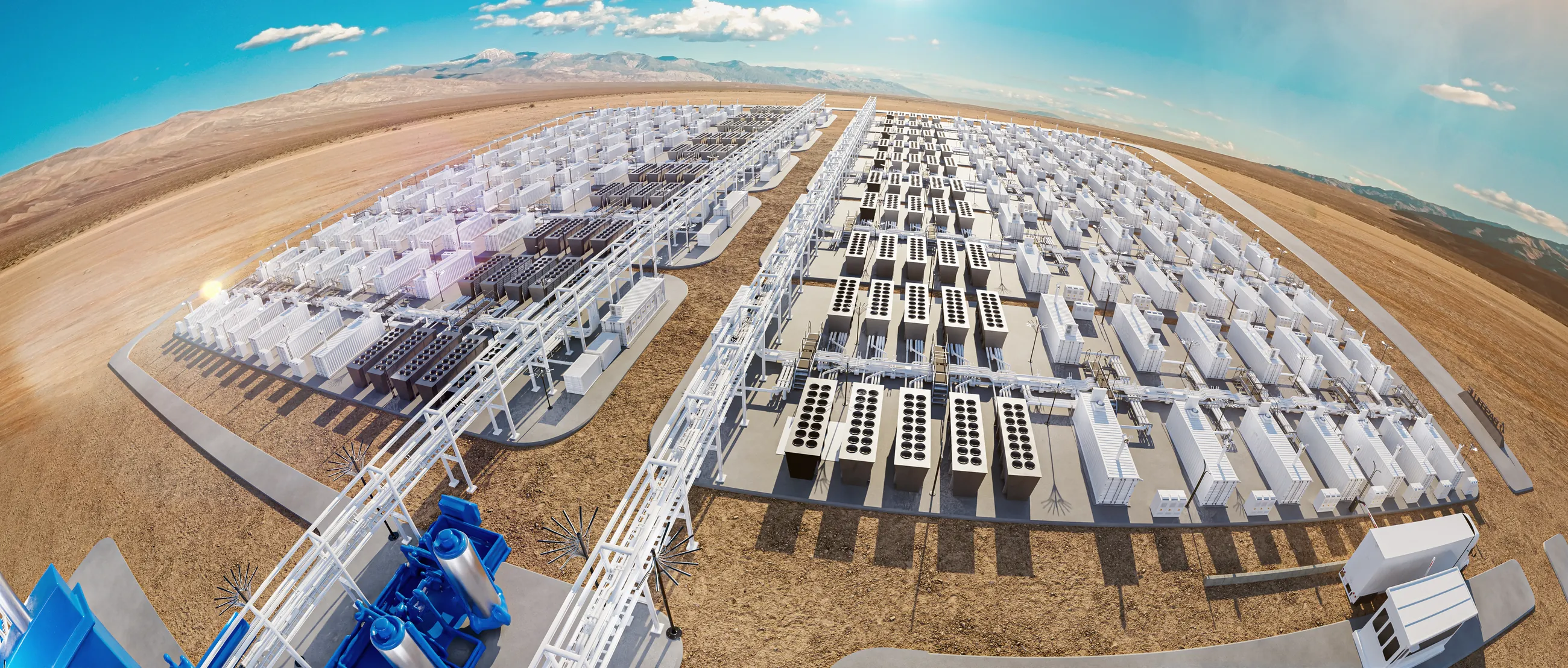 Aerial view of the plant in the field — project render.